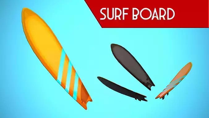SURF BOARD 04 CARTOON STYLIZED