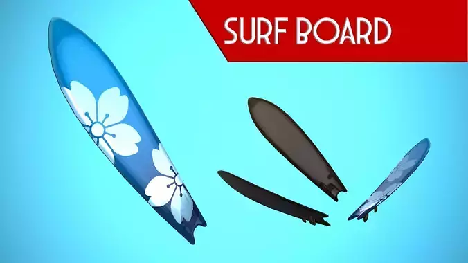 SURF BOARD 05 CARTOON STYLIZED