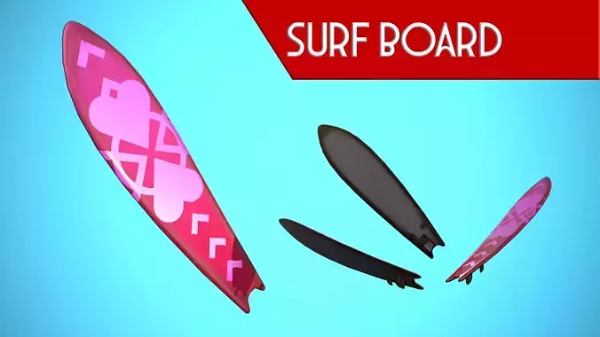 SURF BOARD 06 CARTOON STYLIZED