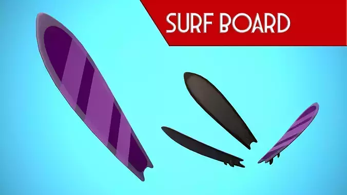 SURF BOARD 08 CARTOON STYLIZED