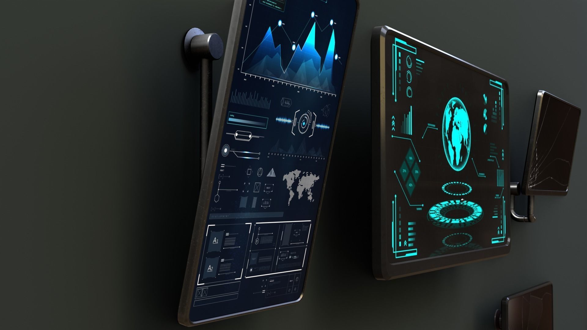 Scifi Monitors Dirty Props Low-poly 3D model_12