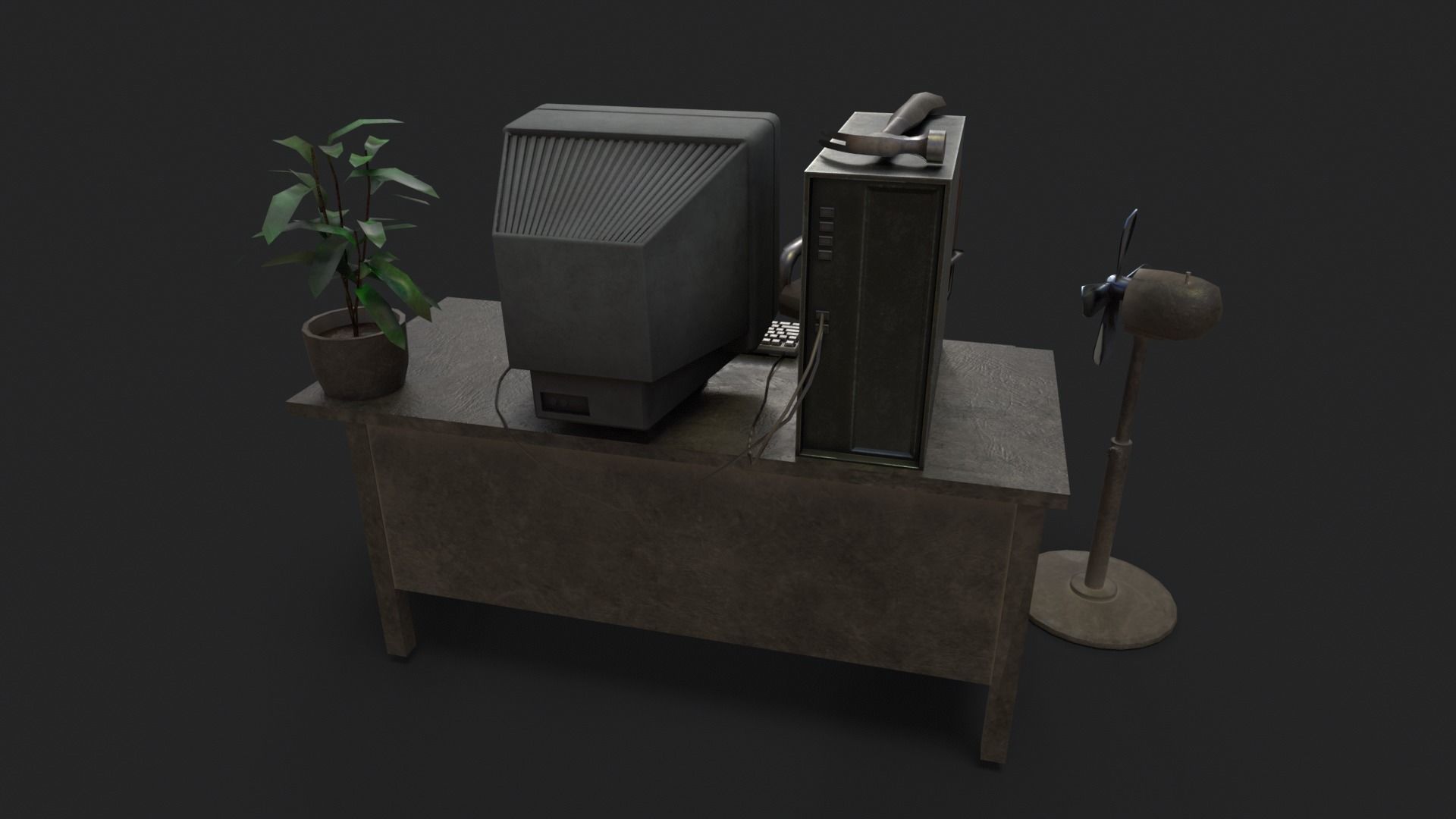 Scifi Monitors Dirty Props Low-poly 3D model_7