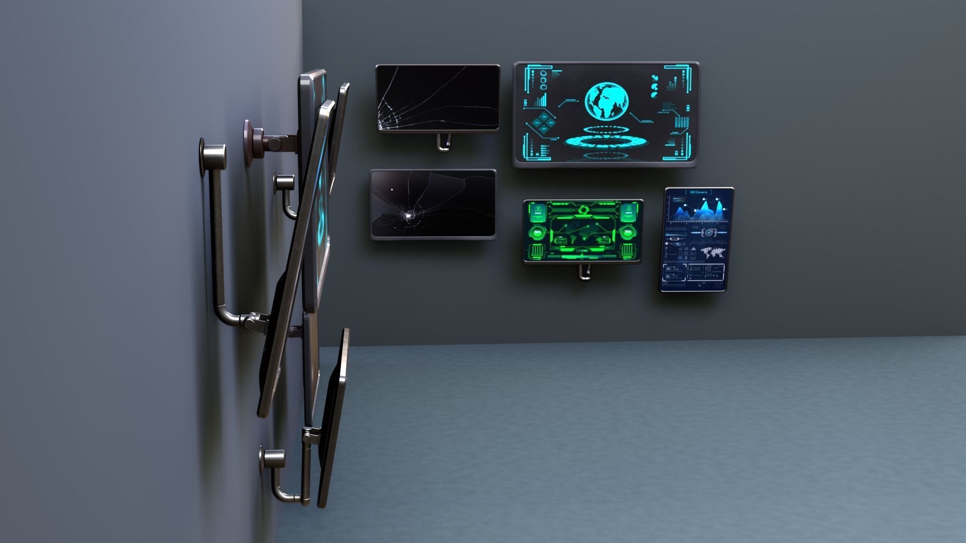 Scifi Monitors Dirty Props Low-poly 3D model_8