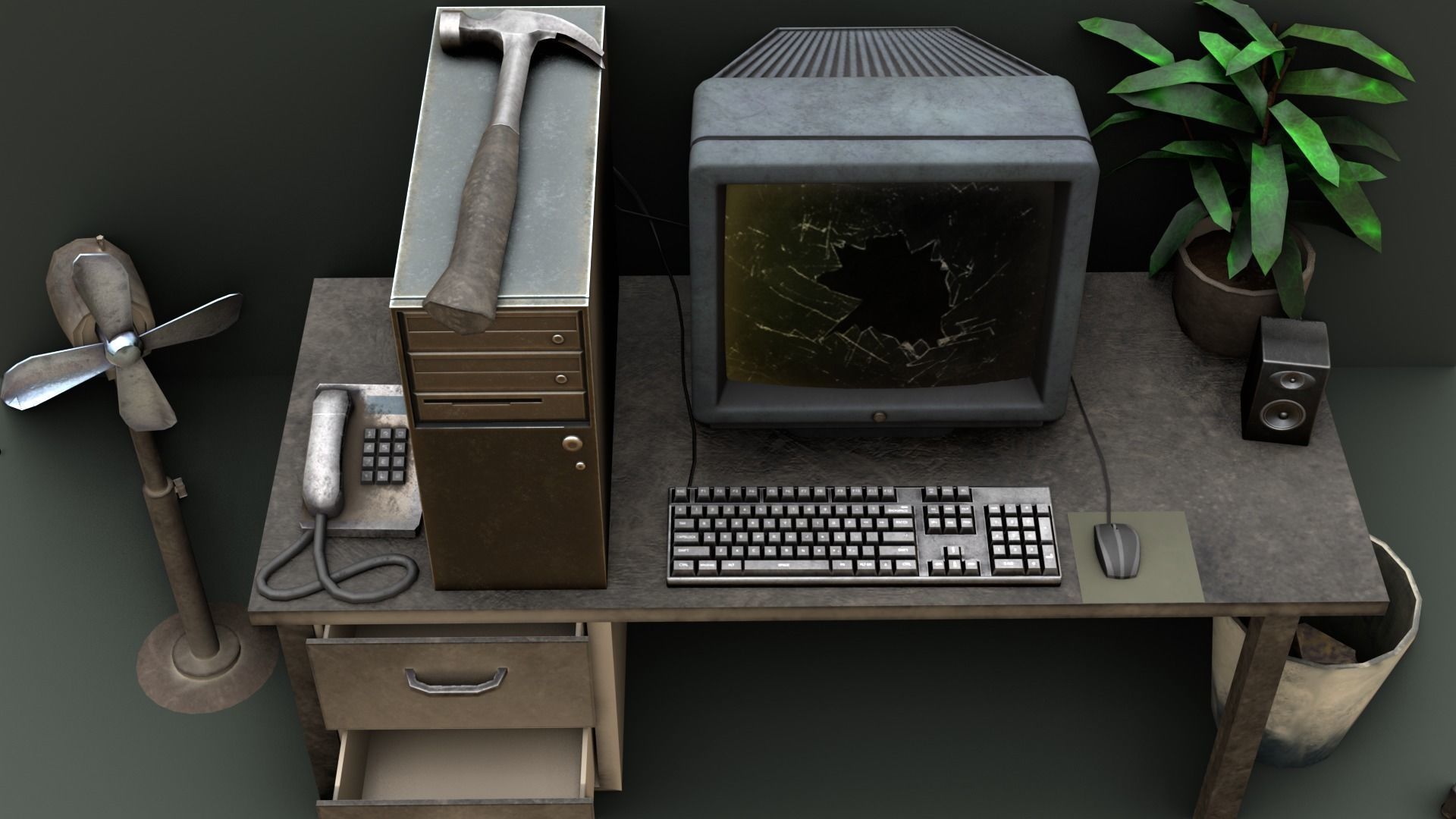 Scifi Monitors Dirty Props Low-poly 3D model_18