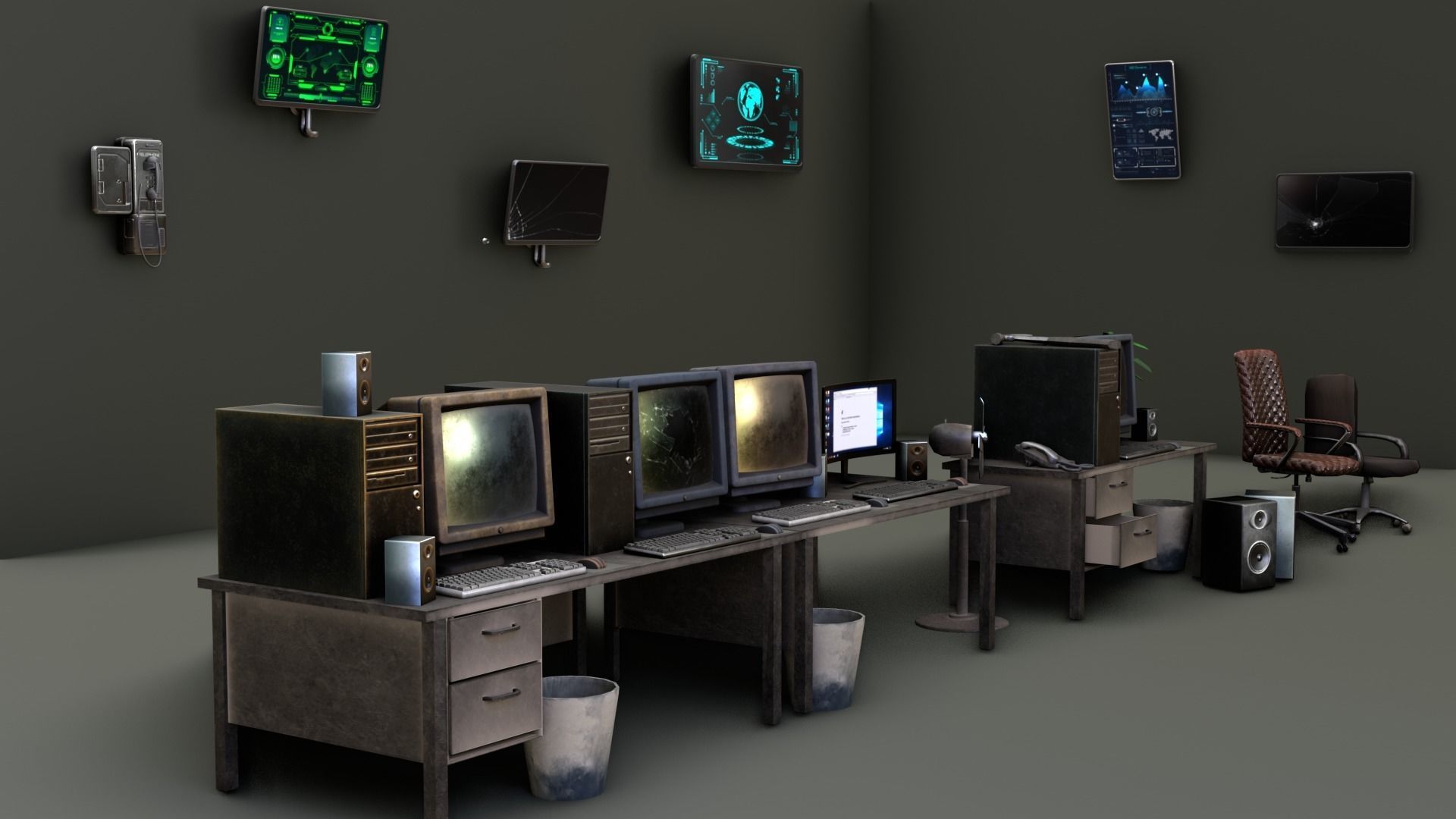 Scifi Monitors Dirty Props Low-poly 3D model_21