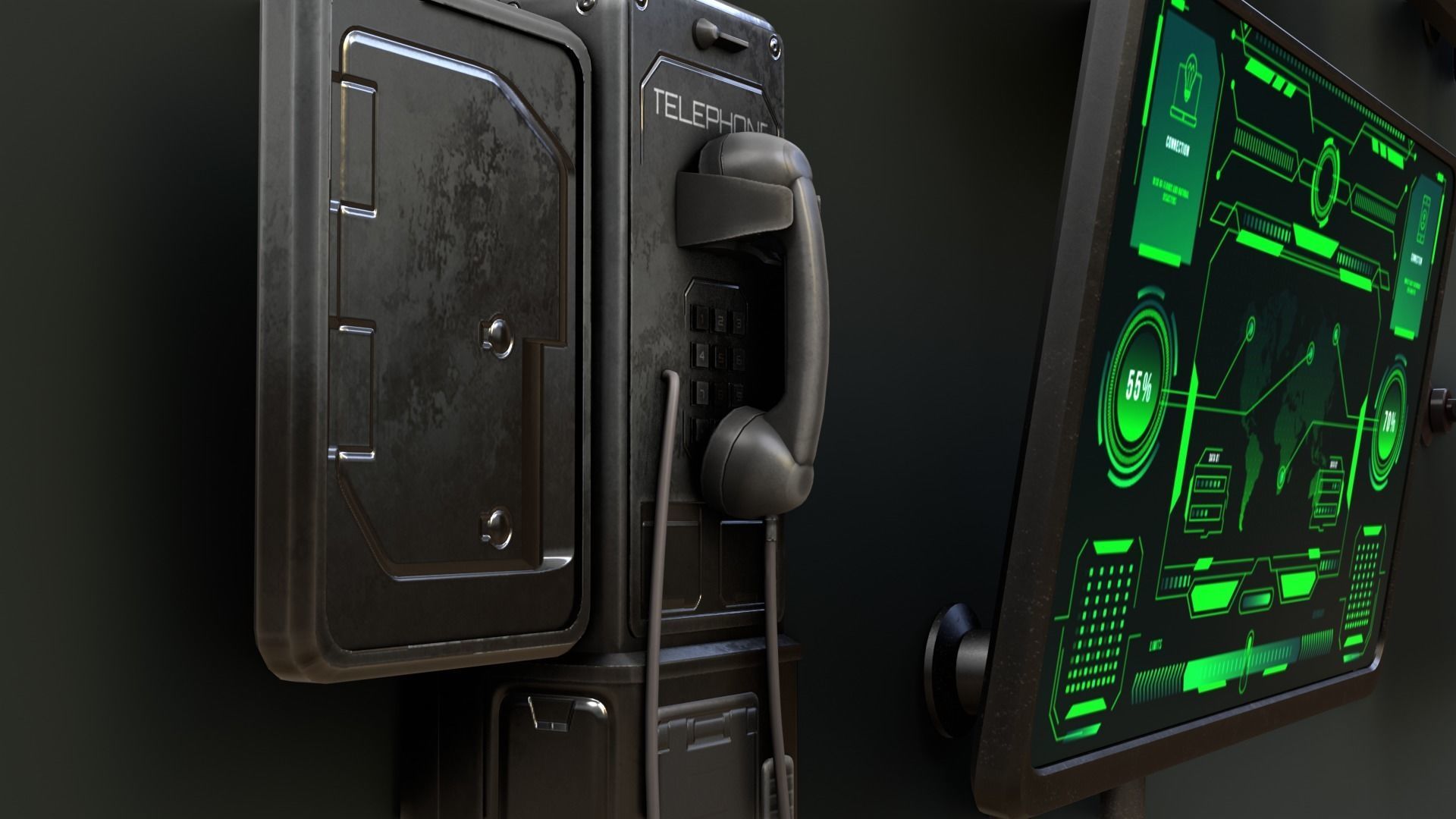 Scifi Monitors Dirty Props Low-poly 3D model_11