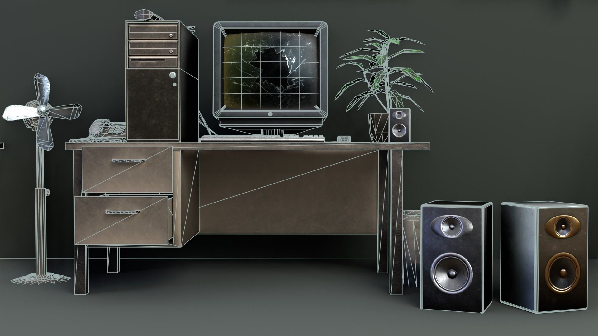 Scifi Monitors Dirty Props Low-poly 3D model_24