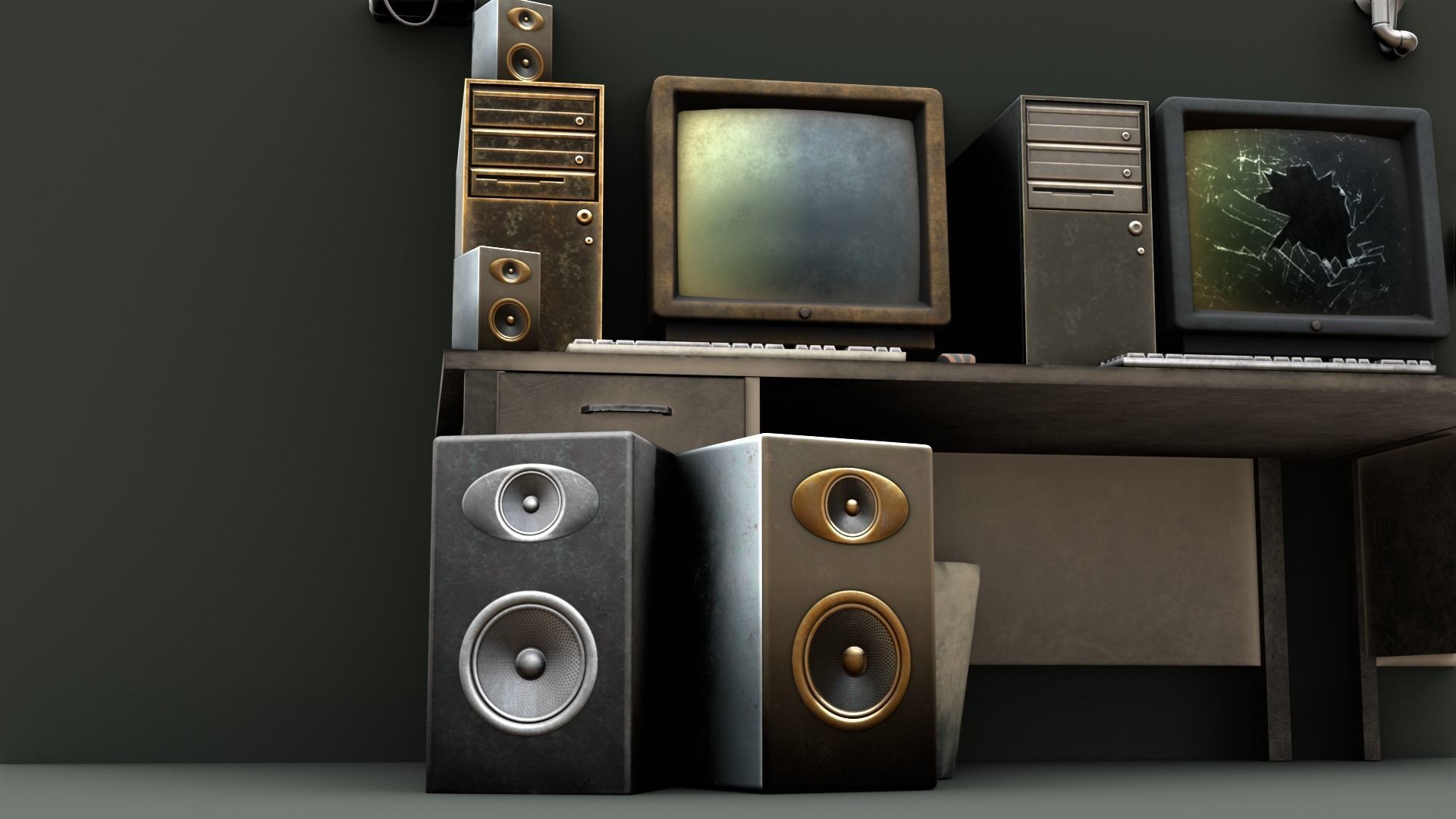 Scifi Monitors Dirty Props Low-poly 3D model_19