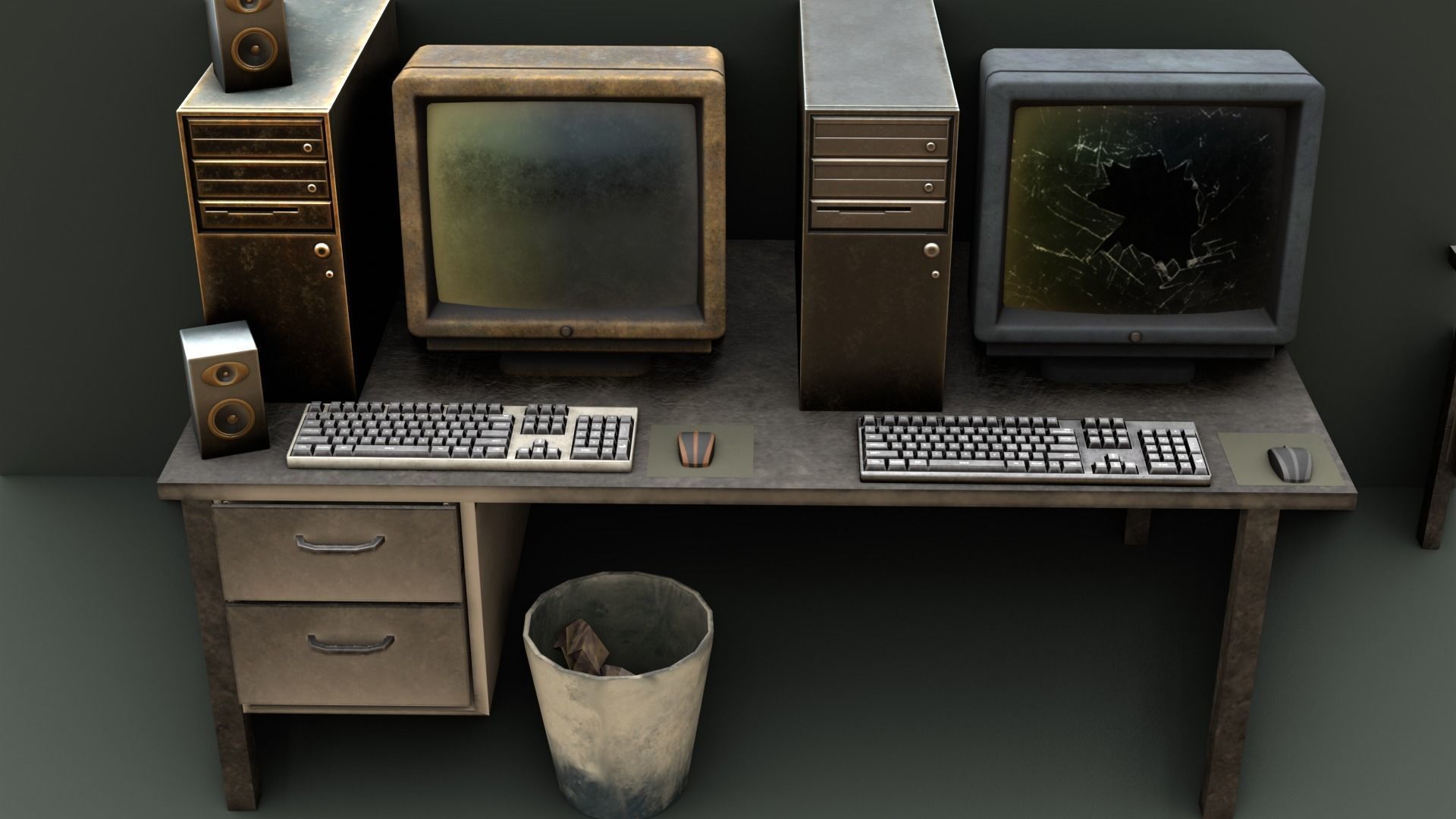 Scifi Monitors Dirty Props Low-poly 3D model_13