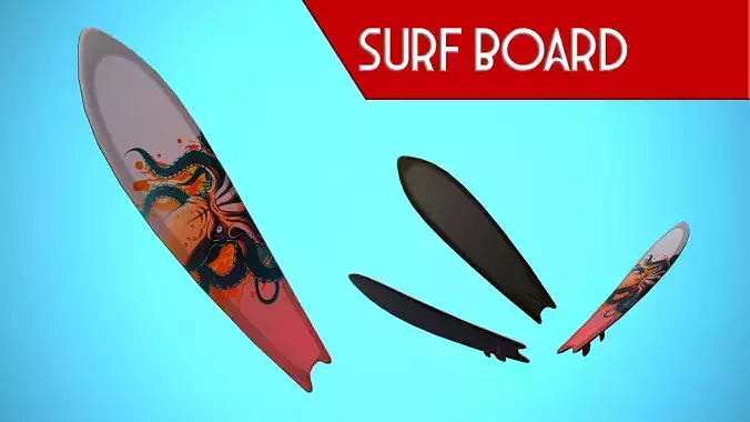 SURF BOARD 11 CARTOON STYLIZED