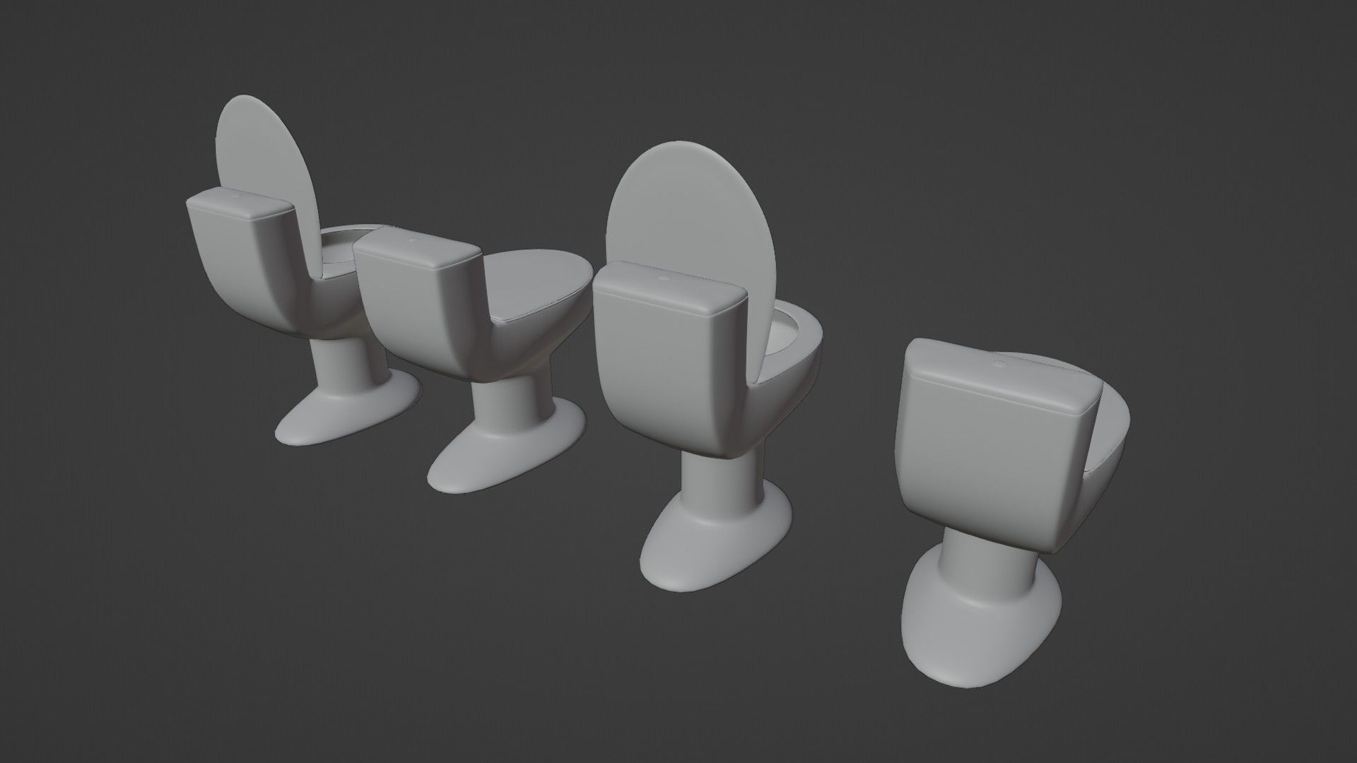 Toilets three Low-poly 3D model_10