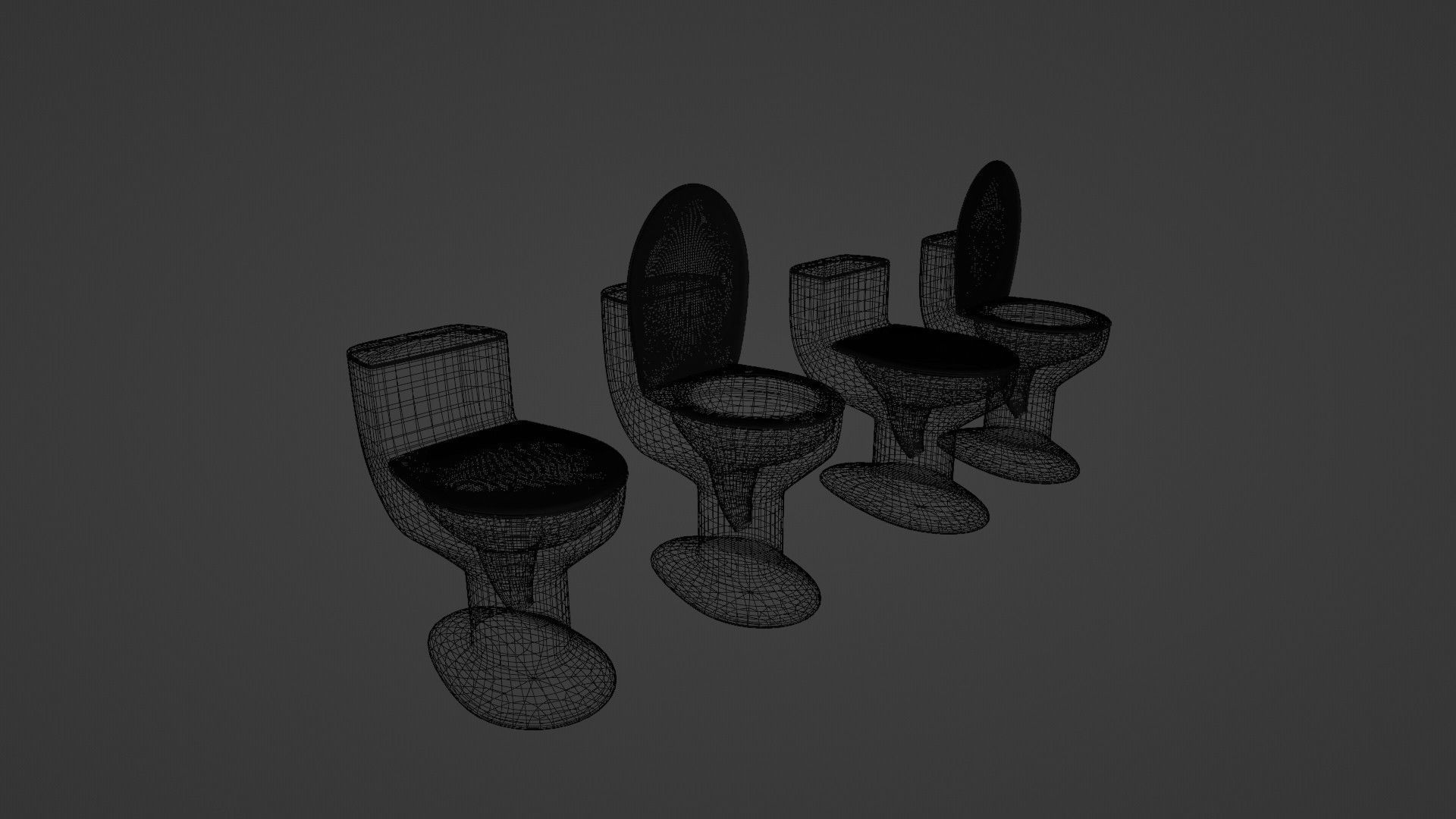 Toilets three Low-poly 3D model_11