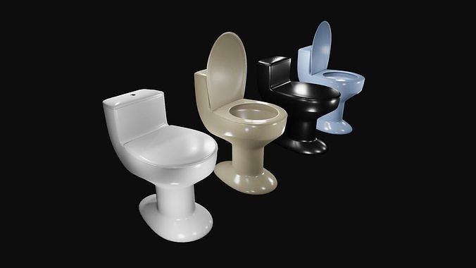 Toilets three Low-poly 3D model