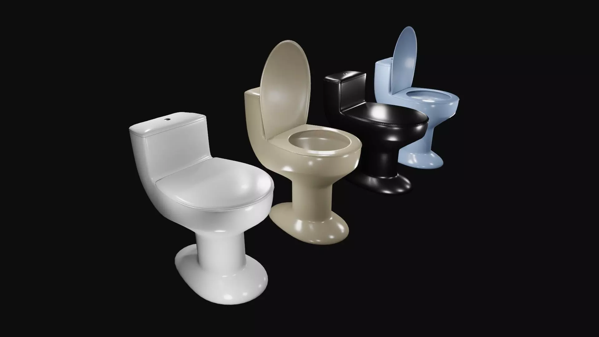 Toilets three Low-poly 3D model_0