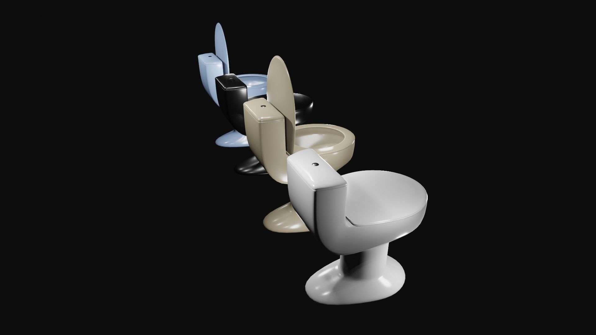 Toilets three Low-poly 3D model_2