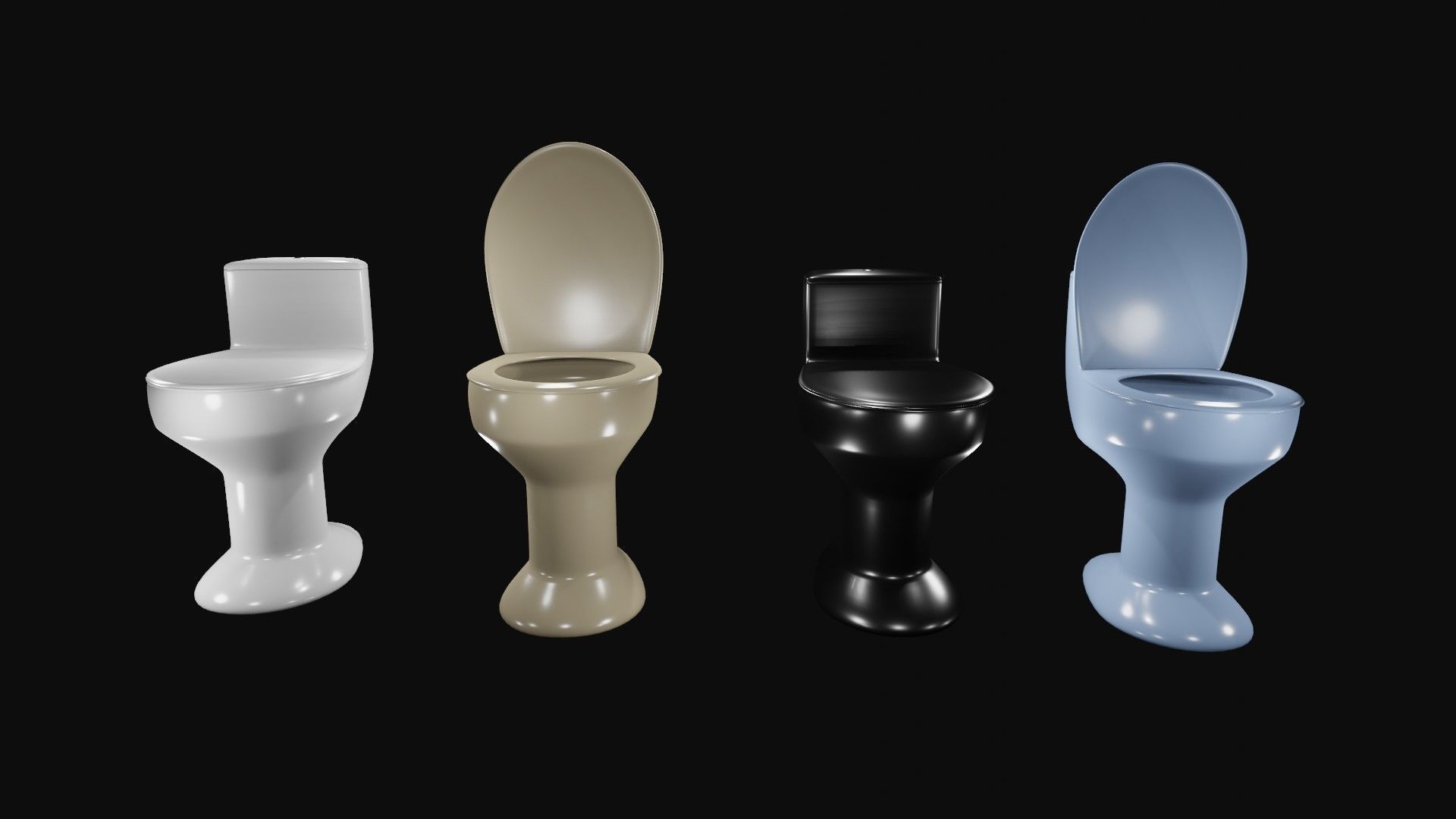 Toilets three Low-poly 3D model_5