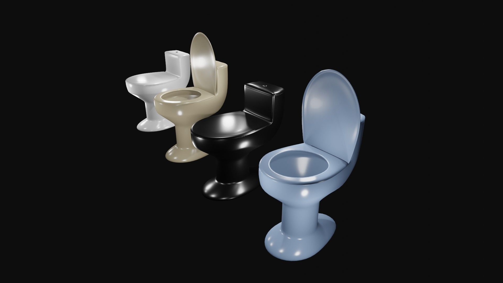 Toilets three Low-poly 3D model_1