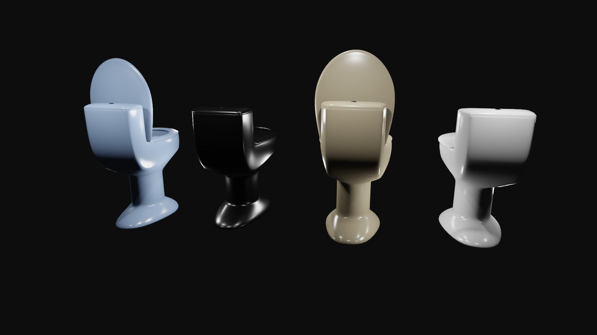 Toilets three Low-poly 3D model_4