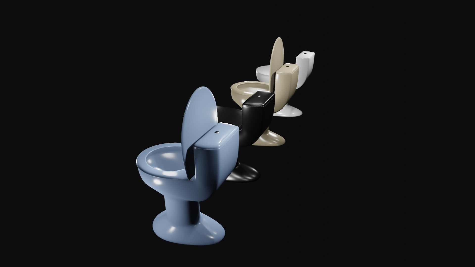 Toilets three Low-poly 3D model_3