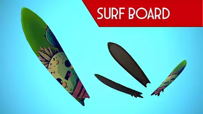 SURF BOARD 13 CARTOON STYLIZED