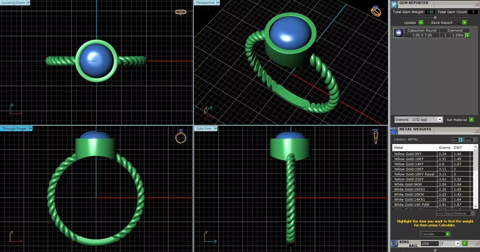 ACJ-092 computer screen showing creating ring 3D print model