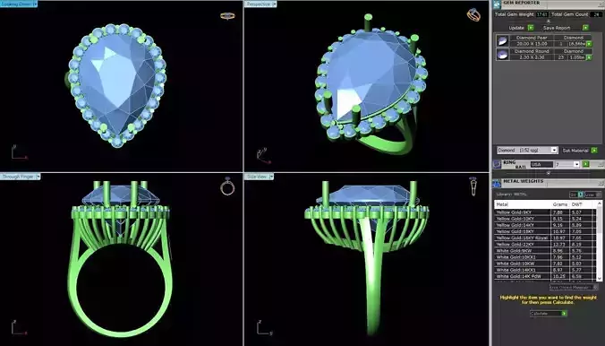 ACJ-085 pear shaped ring