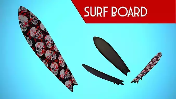 SURF BOARD 15 CARTOON STYLIZED