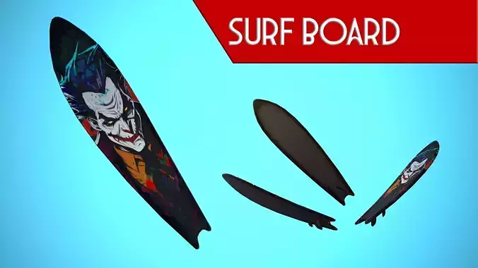 SURF BOARD 16 CARTOON STYLIZED