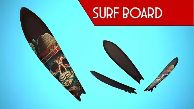 SURF BOARD 17 CARTOON STYLIZED