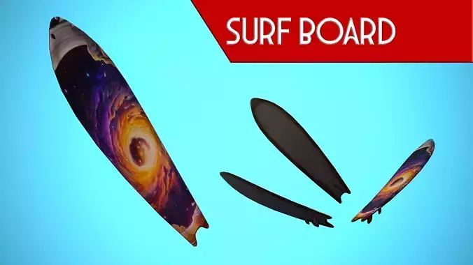 SURF BOARD 19 CARTOON STYLIZED