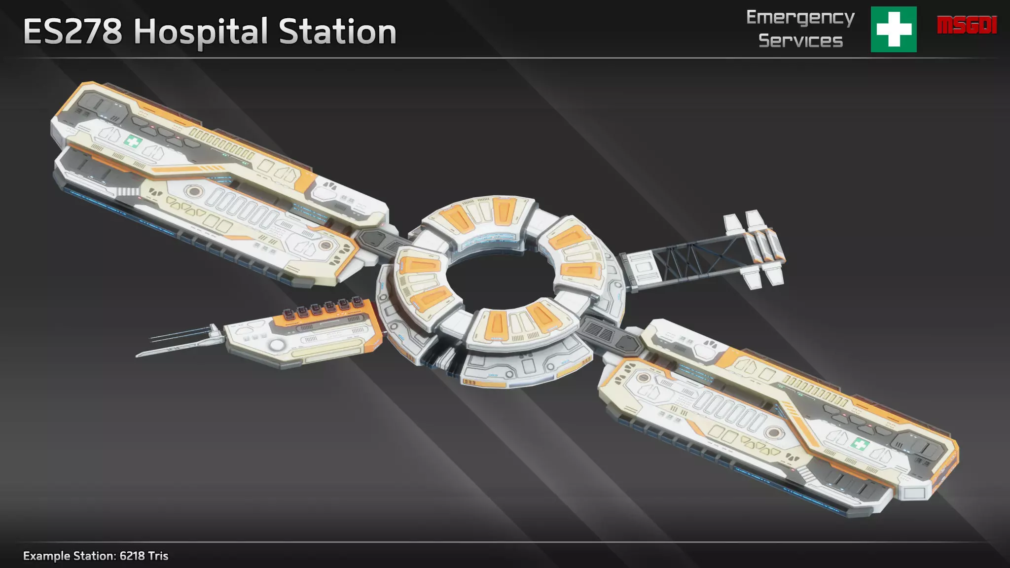 ES278 Hospital Space Station Low-poly 3D model