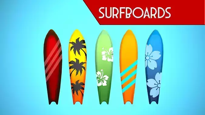 SURF BOARD 01-05 CARTOON STYLIZED