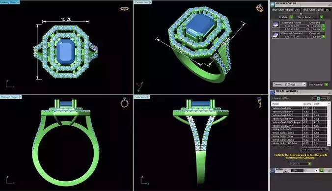 ACJ-049 ring with diamonds and sapphires