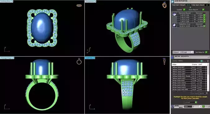 BCJ-069 ring with diamonds and gemstones