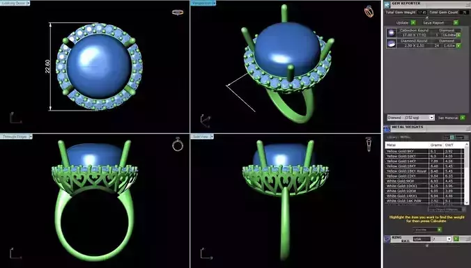 BCJ-053 ring with gemstones and diamonds