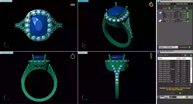 BCJ-051 ring with diamonds and sapphires