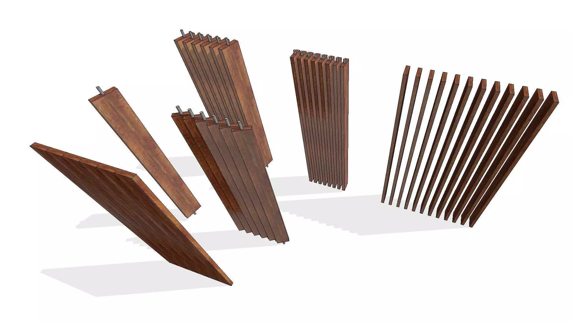 Wooden Column Decor Screens Room Divider 3D model_0