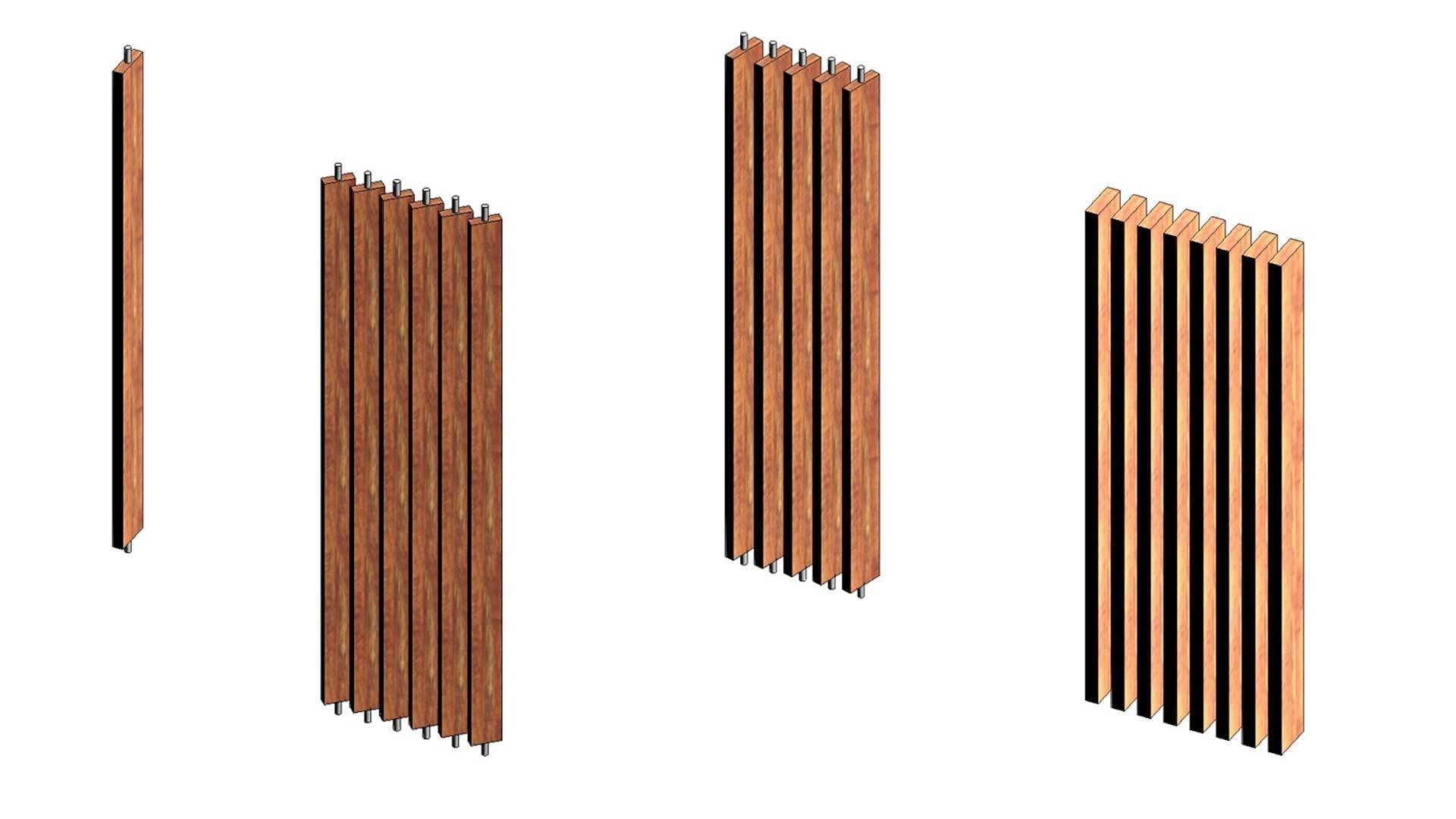 Wooden Column Decor Screens Room Divider 3D model_7