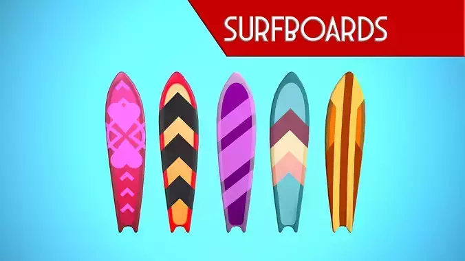 SURF BOARD 06-10 CARTOON STYLIZED 3D Model Collection