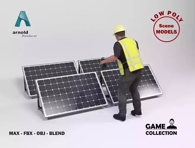 Solar Installation Low-poly 3D model