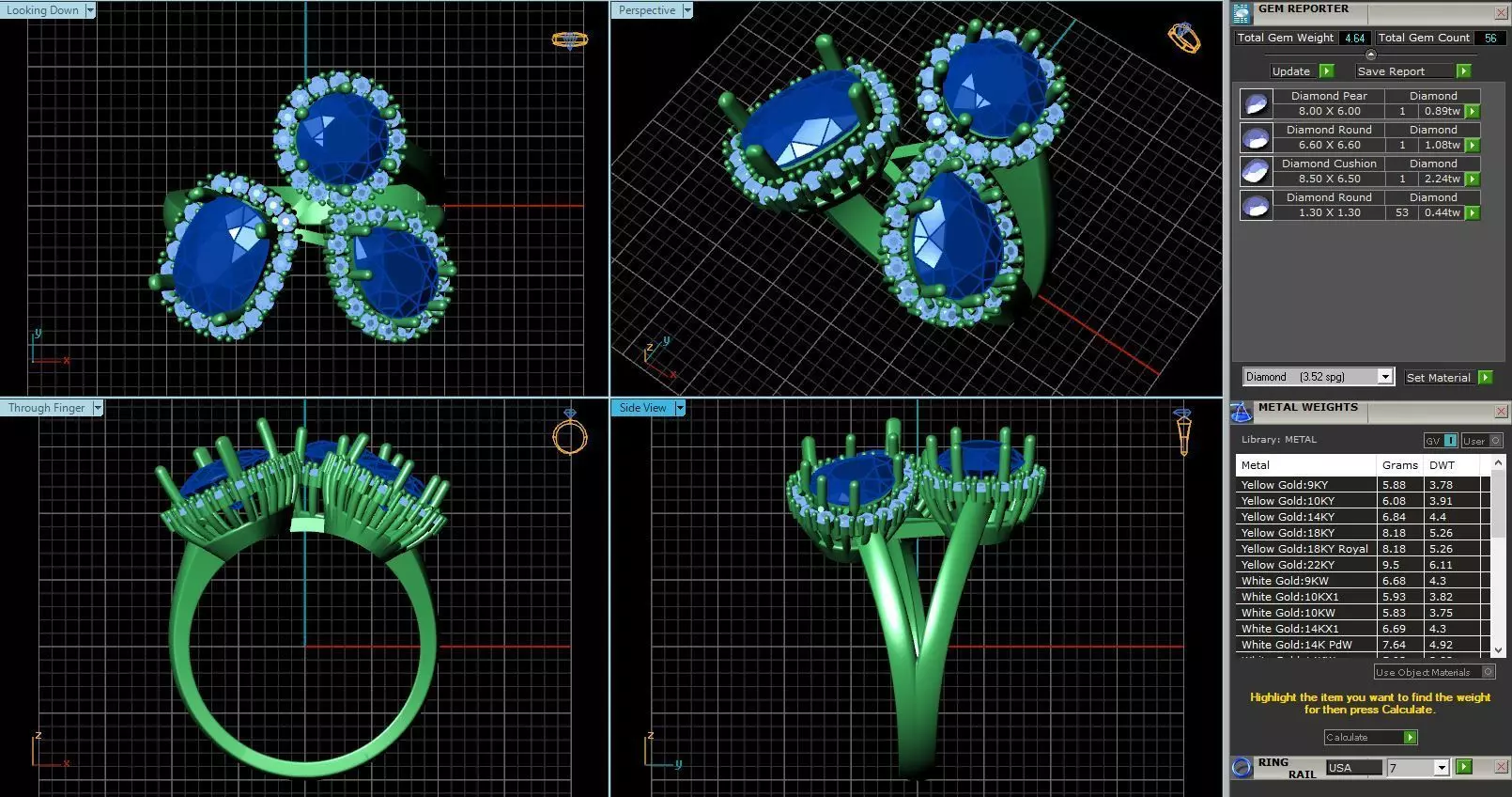 ACJ-010 ring with stones 3D print model_0