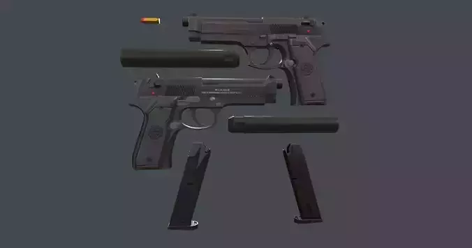 Beretta M9 Low-poly 3D model