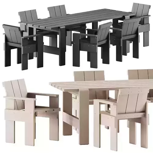 Weekday Table L230 and Crate Outdoor Chair by Hay