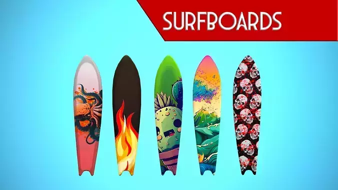 SURF BOARD 11-15 CARTOON STYLIZED