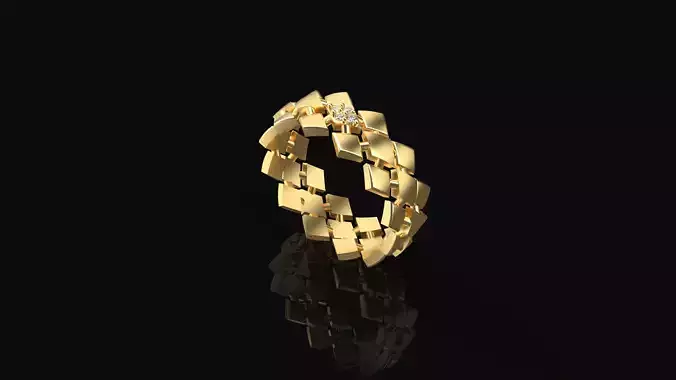 Model 1034 Diamond Facet Diamond Ring US size 3D print model