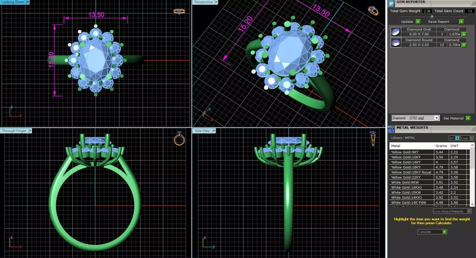 BCJ-039 diamond ring with different settings 3D print model_0