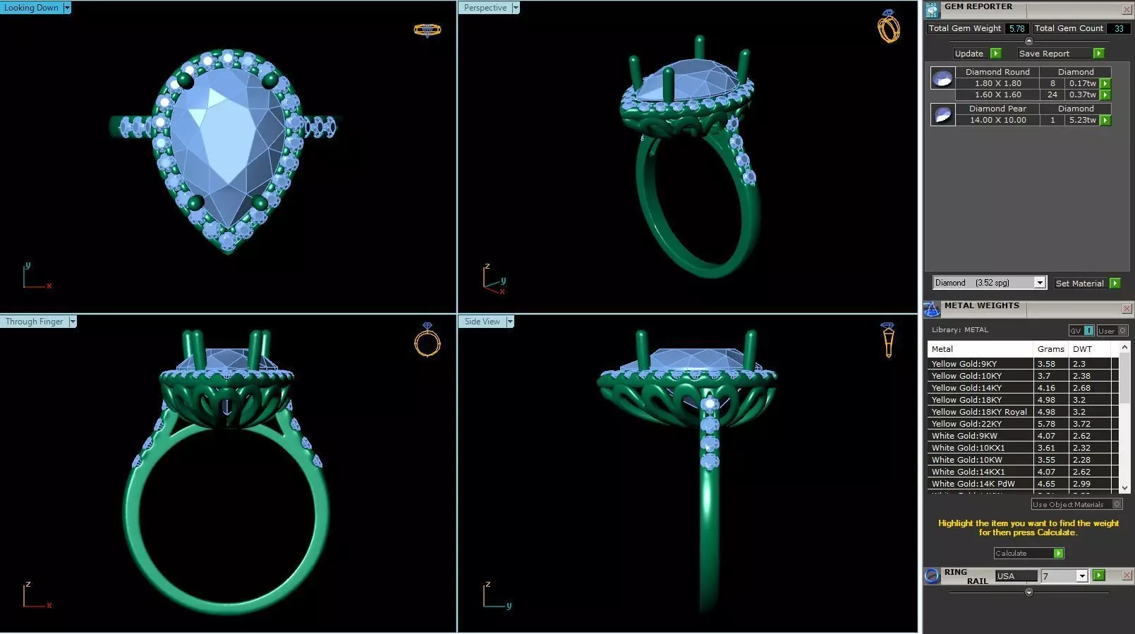 BCJ-037 pear shaped engagement ring 3D print model_0
