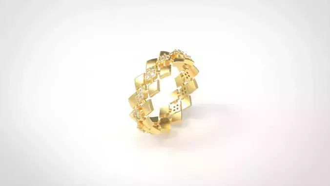 Model 1035 Diamond Facet Pave Diamond Ring  US size 3D print model
