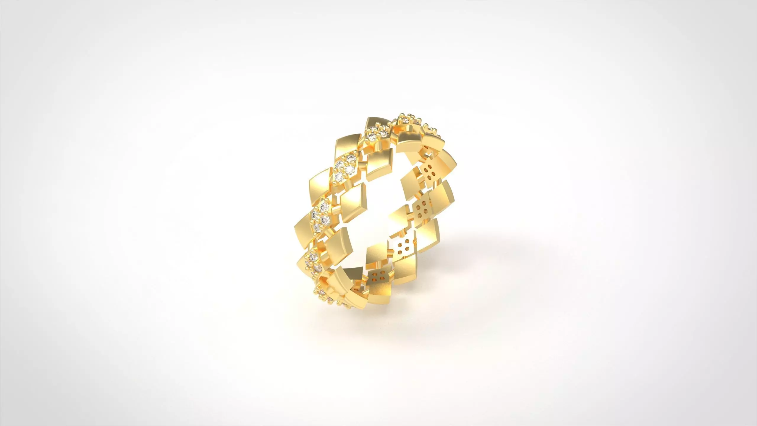 Model 1035 Diamond Facet Pave Diamond Ring US size 3D print model