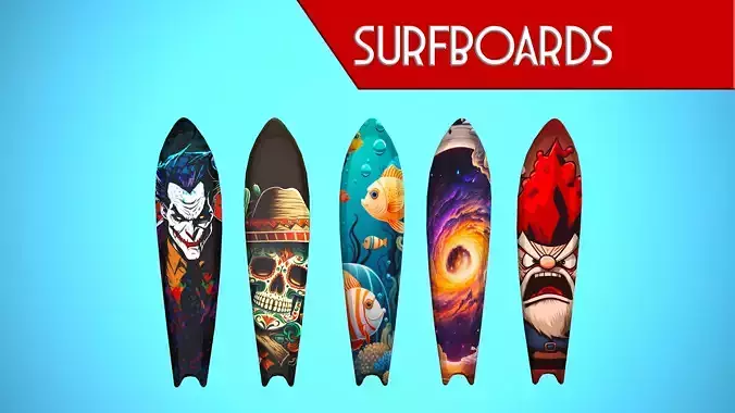 SURF BOARD 16-20 CARTOON STYLIZED